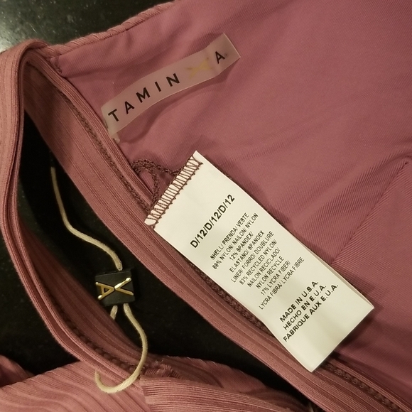 💕VITAMIN A💕 Rose Rib Moss Bikini Top ~ Ribbed Textured Dusty Rose 12 D XL NWOT - Picture 15 of 16